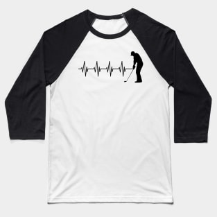 Golfer Heartbeat Baseball T-Shirt